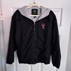 Black Hooded Texas Tech Windbreaker Jacket